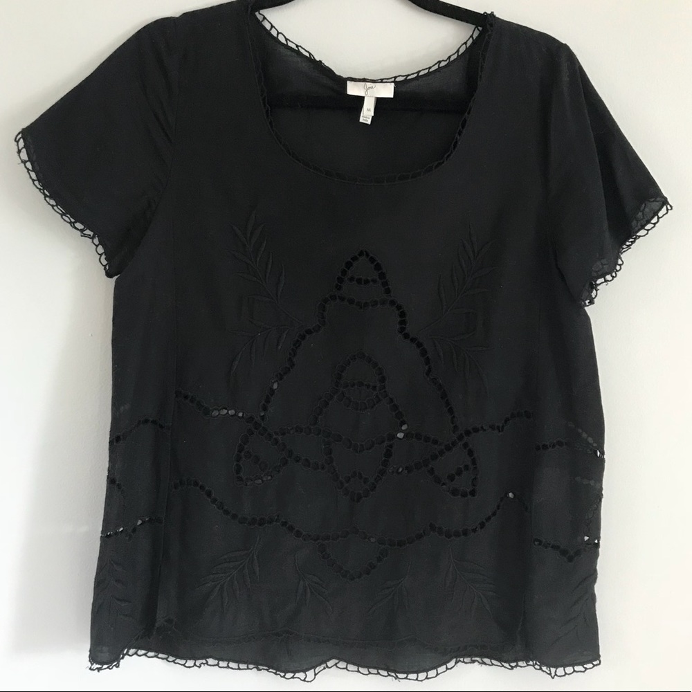 Joie - Laser Cut Floral Detail Black Top
